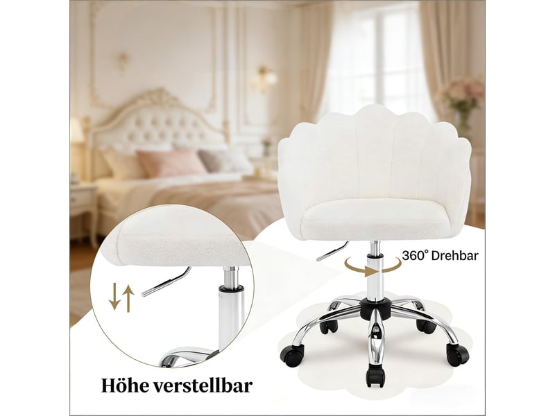  Chaise de bureau,37,5x55x81,5 cm,hauteur réglable,tissu,crème  - Conforama D