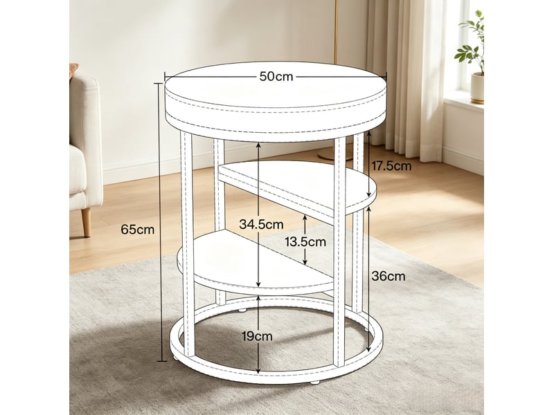  Table d'appoint ronde 50 x 50 x 65 cm à 3 niveaux en métal et bois marron rustique chicfurn  - Conforama D