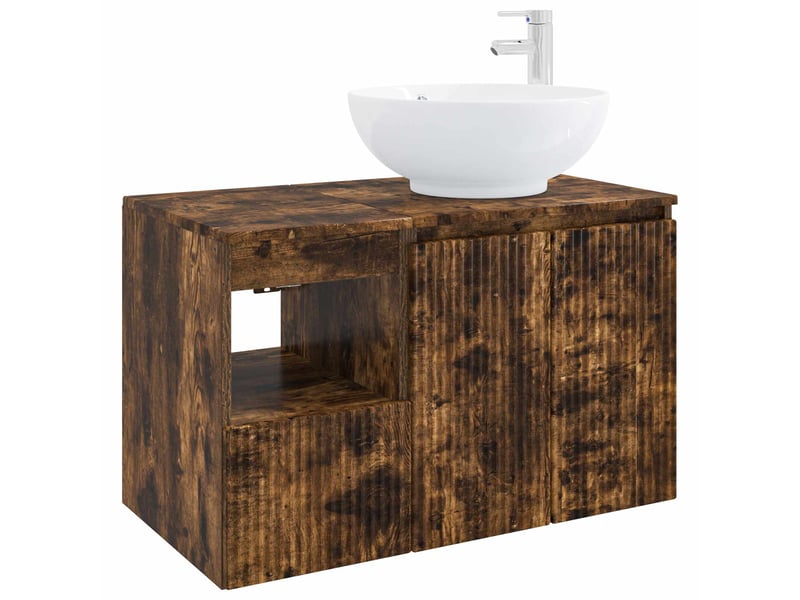  Ensemble de mobilier de salle de bain 2 pc chêne fumé cf64090  - Conforama A