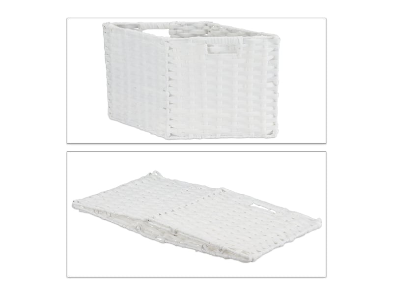  Lot de 4 paniers de rangement carré polyvalents salon salle de bain 31 x 32 x 30 cm en pp beige 13_0016656  - Conforama C