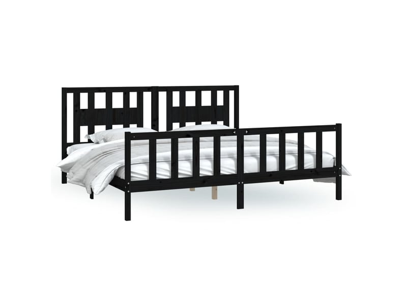  Lit double- lit adulte -  cadre de lit sans matelas noir bois massif de pin 200x200 cm  - Conforama A