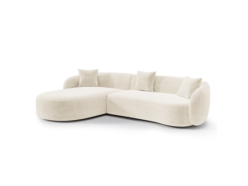 Canapé d'angle gauche 4 places en velours texturé crème celine 1CELAGVTCR - Conforama A