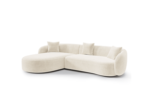 Canapé d'angle gauche fixe SIA HOME 1CELAGVTCR 4 places Velours Crème