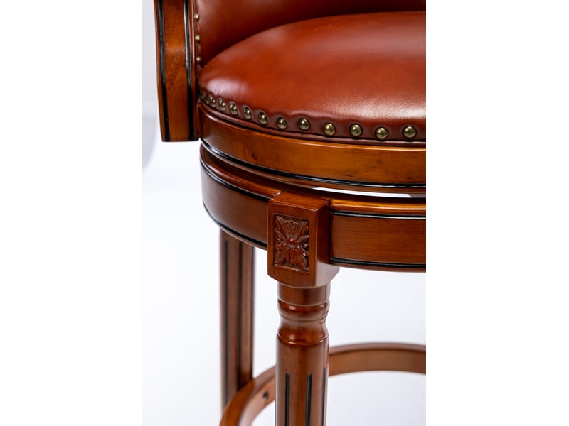  Tabouret de bar pivotant,54,8x54,8x96 cm,cuir véritable et bois,marron  - Conforama E