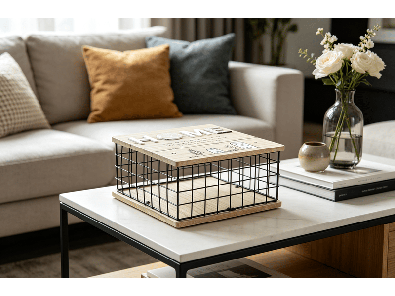  Boîte décorative dkd home decor naturel noir métal bois 25 cm S3032234 - Conforama C