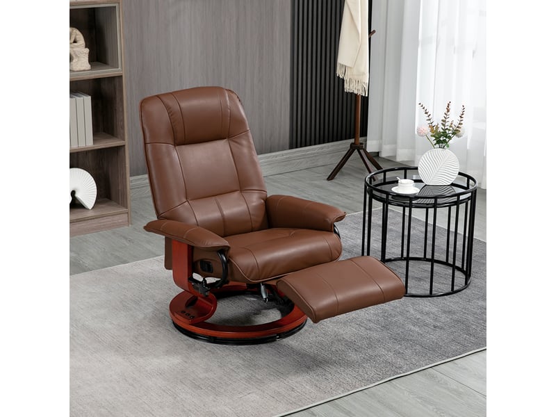 Fauteuil de relaxation, fauteuil pivotant, fauteuil inclinable, 87x78x100cm, marron  - Conforama D