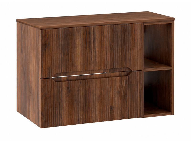  Meuble sous vasque suspendu avec étagère et plan 2t novo l.80 cm effet noyer warmia  - Conforama A