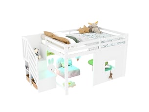 Lit mezzanine 140x200 cm <strong>OKWISH</strong>  <strong></strong> coloris blanc