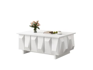 Table basse rectangulaire coloris blanc ROLIPO - 67 cmx95 cm