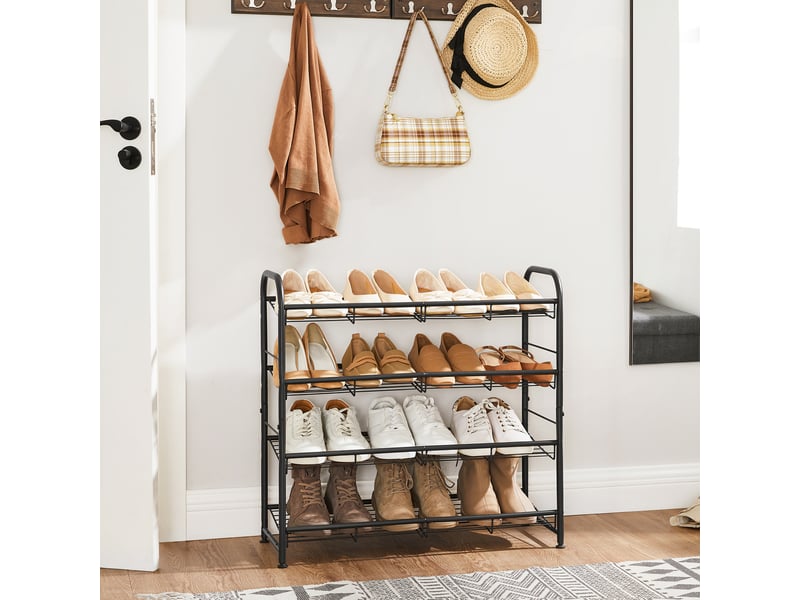 Meuble à Chaussures à 2 Niveaux, Empilable, Jusqu'à 8 Paires, En Métal Meuble à Chaussures à 2 Niveaux, Empilable, Jusqu'à 8 Paires, En Métal