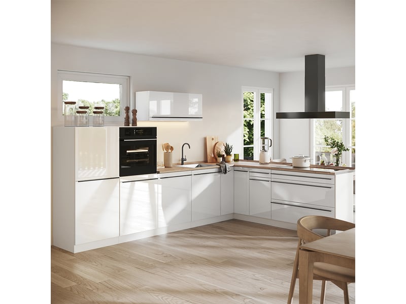 Vicco cuisine en angle, blanc haute brillanceblanc, 327 x cm sans plan de travail - Conforama C
