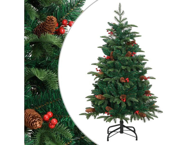  Sapin de noël artificiel, arbre de noël avec pommes de pin et baies 150 cm shl2575  - Conforama B