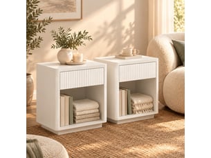 Table de chevet 1 tiroir et niche ouverte pour chambre en mdf 63,5×38×46,5 cm blanche