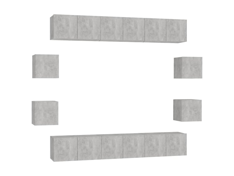  Ensemble de meubles tv 10 pcs gris béton bois d'ingénierie  - Conforama A