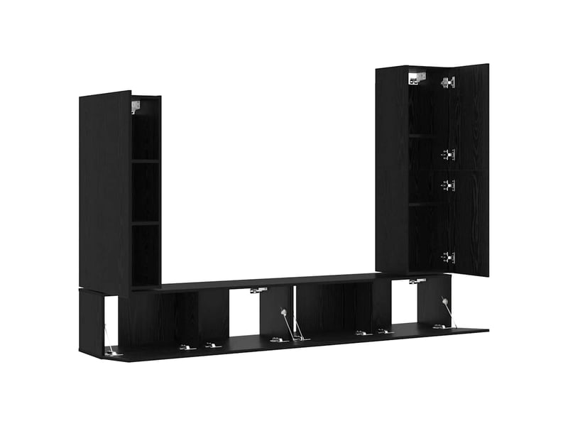  Ensemble meuble tv - banc tv - meuble de rangement 4 pcs chêne noir bois d'ingénierie  - Conforama E