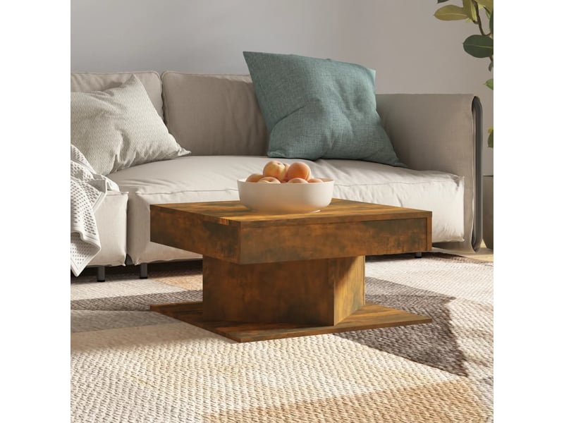  Table basse | table de salon chêne fumé 57x57x30 cm bois d'ingénierie  - Conforama B