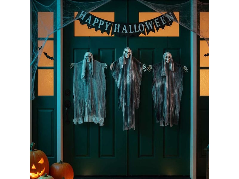  Fantôme suspendu halloween 3 pc noir 66 x 110 cm polyester cf61925  - Conforama B