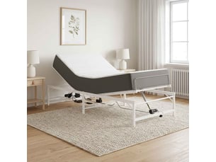 Lit adulte, lit simple, cadre de lit électrique réglable blanc 90x200cm acier cf7718
