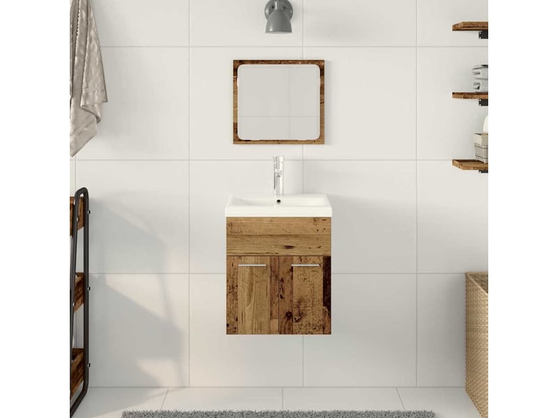 Ensemble de mobilier de salle de bain 3 pièces bois ancien cf64431 - Conforama D