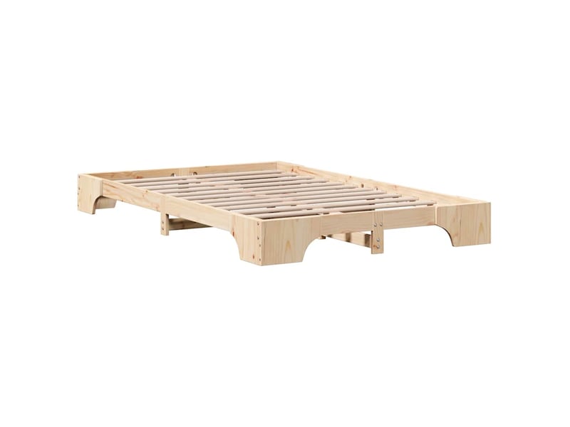 Lit double- lit adulte - cadre de lit naturel 135 x 190 cm pin massif - Conforama C