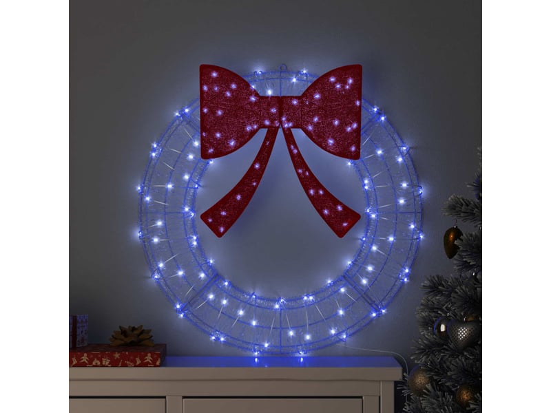 Couronne de noël, décoration de noël 60 led bleu 76 x 76 x 8,5 cm acrylique cf61758 - Conforama B