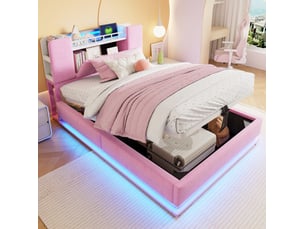 Lit coffre 90x200 cm coloris rose