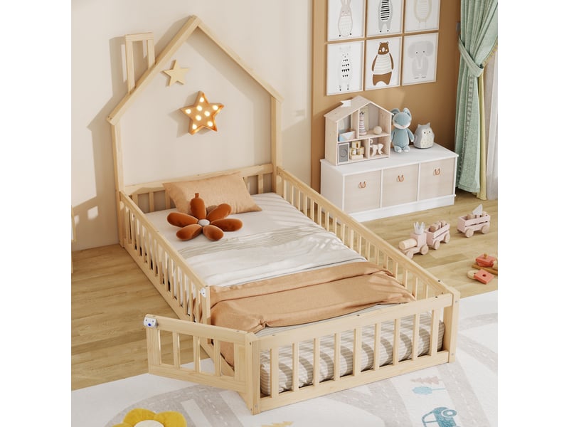  Lit enfant en pin naturel 100x205 cm  - Conforama E