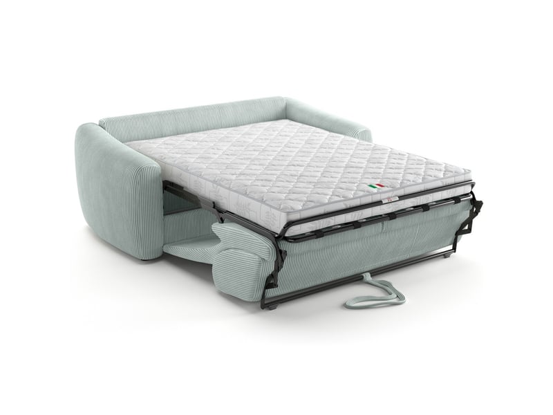  Canapé droit convertible 3 places en velours côtelé bleu pastel - ouverture express - suzie Suzie - Conforama E