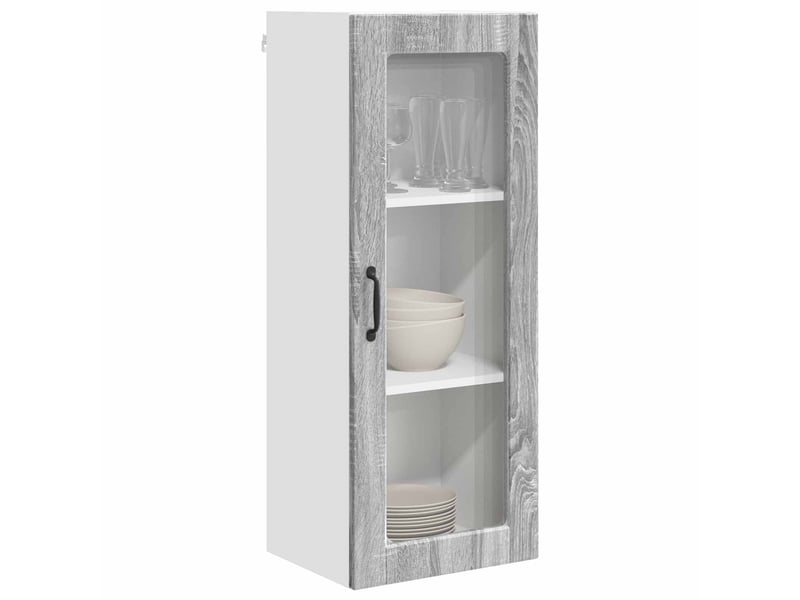  Meuble mural de cuisine, cabinet en verre mural gris sonoma 40x31x100cm  - Conforama C