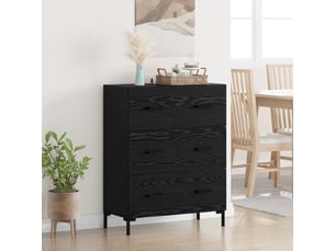 Buffet - bahut - meuble de rangement chêne noir 69,5 x 34 x 90 cm bois d'ingénierie et fer