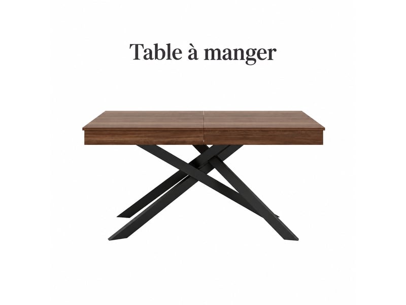  Table à manger extensible rectangulaire couleur noyer, 140 à 180 cm, 6 à 8 personnes  - Conforama A