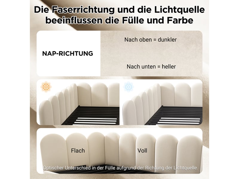  Lit enfant 90x190 cm - canapé-lit avec 2 tiroirs de rangement - lit simple en velours - beige  - Conforama D