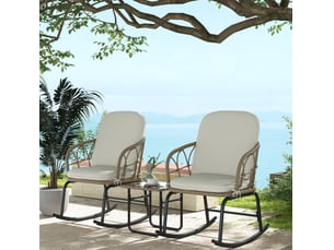 Salon de jardin 3 pièces 63x82x75 cm 2 fauteuils à bascule avec table métal jaune