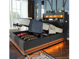 Lit coffre 90x200 cm VIVRYN coloris gris