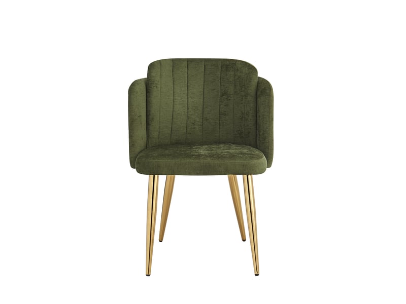  Lot de 6 chaises de salle à manger 58,5x62x78 cm rembourrées vertes pieds dorés  - Conforama D