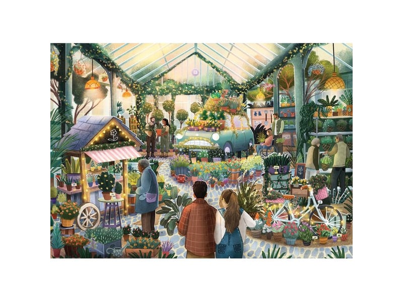  Puzzle jumbo 1000 pieces le garden centre illustration laura watkins dos bleu 1110500135 - Conforama B