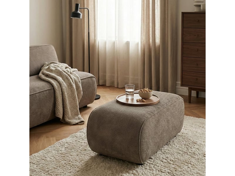 Pouf repose-pieds modulable en velours pour salon moderne gardena - marron  - Conforama B