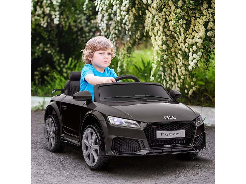  Voiture électrique pour enfants, audi tt rs roadster, 3 kmh, télécommande, led, usb, noire  - Conforama C