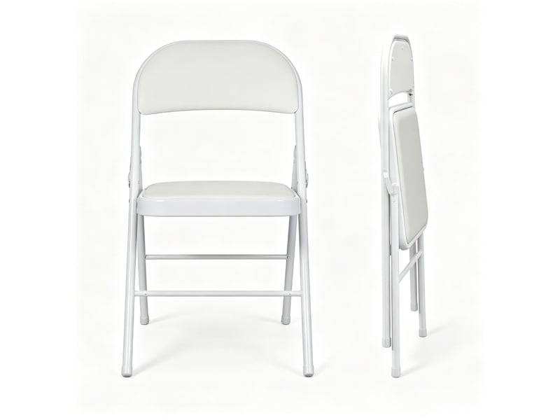  Lot de 2 chaises pliantes de salle à manger,45 x 46 x 78 cm – blanc – acier, pliage compact et léger  - Conforama C