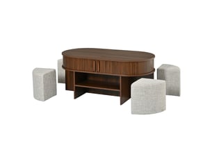 Table basse ovale coloris bois foncé PANGIVO GL9678N - 60 cmx120 cm
