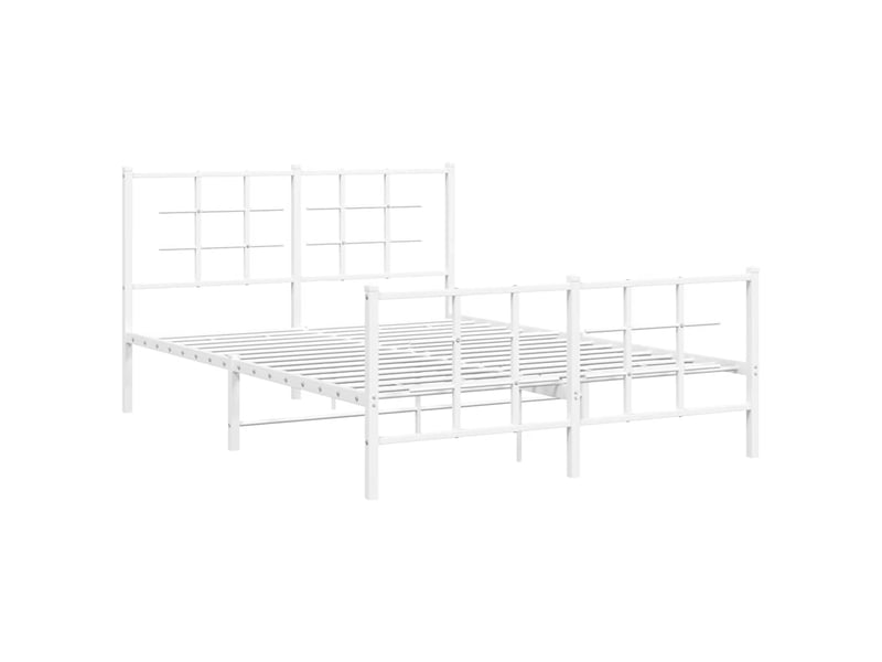  Lit double- lit adulte -  cadre de lit métal sans matelas et pied de lit blanc 135x190 cm  - Conforama B