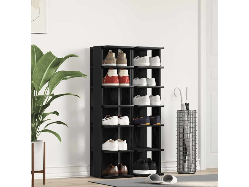  Meubles à chaussures 2 pcs chêne noir 25x27x102 cm bois d'ingénierie  - Conforama B