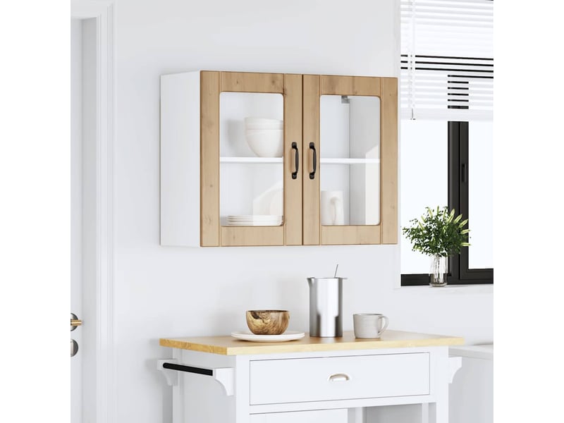  Meuble de rangement, armoire murale de cuisine avec porte en verre lucca  - Conforama C
