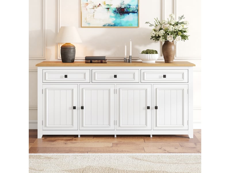  Buffet moderne simple 160 cm - rangement spacieux pour salon - meuble épuré 160x35x76 cm  - Conforama C