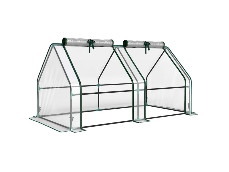  Serre portable en acier transparent 180 x 90 x 90 cm avec fenêtres à fermeture éclair, hiver-proof  - Conforama A