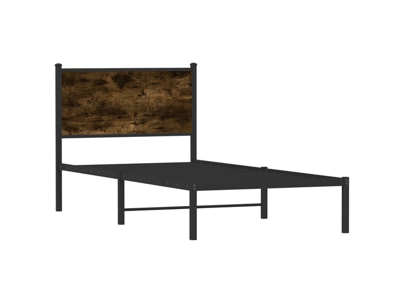  Lit simple- lit adulte -  cadre de lit en métal sans matelas chêne fumé 80x200 cm  - Conforama B