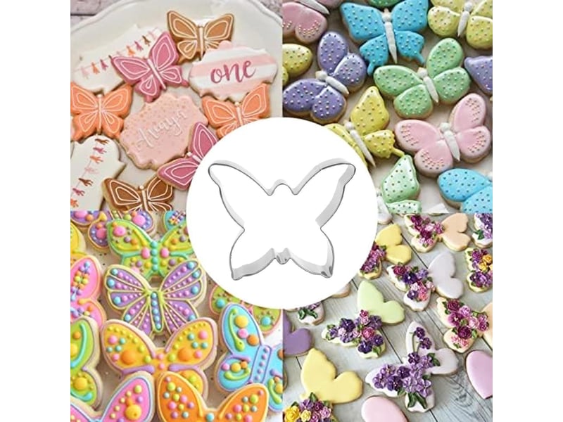 Lot de 5 emporte-pièces papillon en acier inoxydable en forme d'ailes de papillon pour biscuits, fondant, bricolage, pâtisserie, décoration de fête NO Commercial reference - Conforama B