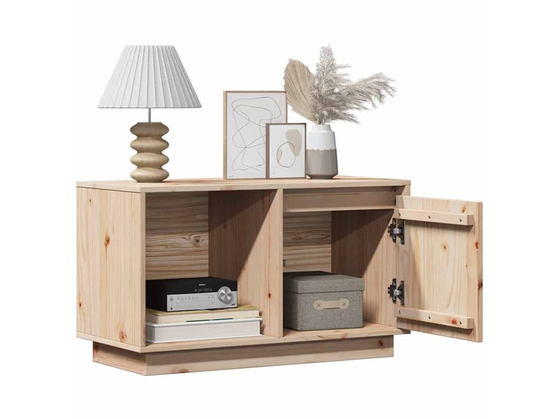  Meuble tv - banc tv - meuble de rangement 74x35x44 cm bois de pin massif  - Conforama C