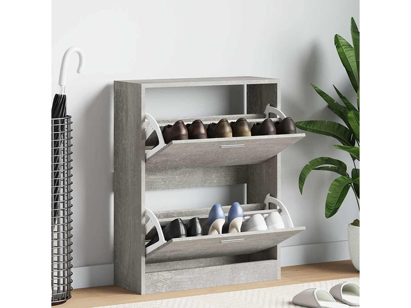  Meuble à chaussure, armoire à chaussures gris béton 63x24x81 cm bois d'ingénierie  - Conforama B