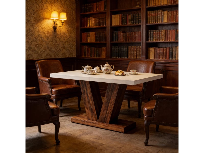  Table à manger rectangulaire 4 à 6 places, plateau 4 cm - lpospi - bois marron rustique et blanc 120 × 80 × 75 cm  - Conforama B